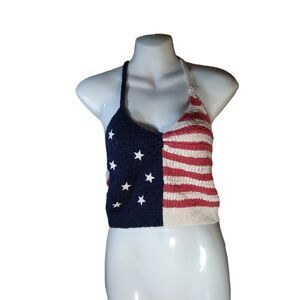 AE 4th of July red white and blue knitted tank M